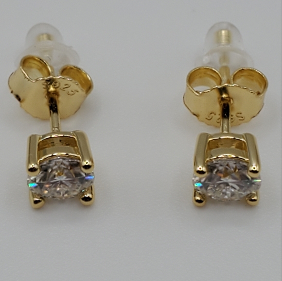 Jewelry - Moissanite 14K Gold Over 925 Silver Studs Earrings 0.5ct/5mm Men Women GRA, NEW